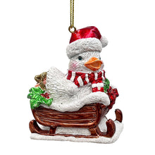 Load image into Gallery viewer, Sleigh-Borne Animal Ensemble Set of 5 Christmas Ornaments, Horse, Goat, Pig, Donkey, and Duck
