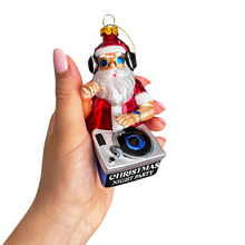 Load image into Gallery viewer, (Pre-Order) DJ Santa Spinning Christmas Party Glass Ornament, Headphones and Music Star Hipster Tree Decor
