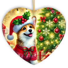Carregar imagem no visualizador da galeria, Adorable Welsh Corgi with Santa Hat Ornament, Jolly Christmas for Heartfelt Gift
