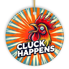Cargar imagen en el visor de la galería, Cluck Happens Rooster with Humor Ornament, Quirky Retro Christmas Gift
