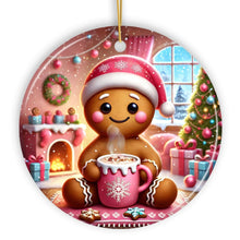 Load image into Gallery viewer, Cozy Gingerbread Man Pink Themed Ornament, Delightful Christmas Gift and Decor
