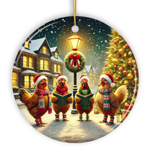 Cargar imagen en el visor de la galería, Festive Victorian Chicken Carolers Ornament, Rustic Christmas Gift and Decor
