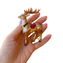 Cargar imagen en el visor de la galería, Majestic Deer in Gold Armor Ornament, Regal Christmas Tree Decor
