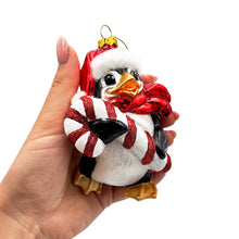 Carregar imagem no visualizador da galeria, Penguin with Candy Glass Christmas Ornament, Arctic Bird Classic Tree Decoration
