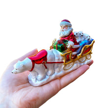 Carregar imagem no visualizador da galeria, Polar Bear Santa Sleigh Glass Christmas Ornament, Exquisite Handblown Tree Decor
