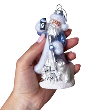 Load image into Gallery viewer, (Pre-Order) Polar Whisperer Santa Glass Christmas Ornament, Arctic Polar Bear, Wolf, and Bunny Rabbit
