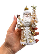Carregar imagem no visualizador da galeria, Radiant Gold Santa Claus Glass Christmas Ornament, Holiday Tree Decoration
