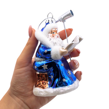 Load image into Gallery viewer, (Pre-Order) Santa the Astronomer Glass Christmas Ornament, Science and Astronomy Themed Holiday Gift
