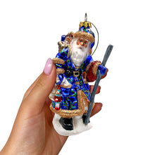 Load image into Gallery viewer, Victorian Vagabound Santa Claus Glass Christmas Ornament, Purple Tree Decor
