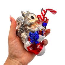 Carregar imagem no visualizador da galeria, Whimsical Cute Squirrel Glass Ornament, Funny Adorable Animal Gift for Kids
