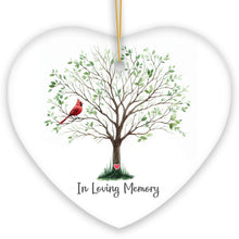 Load image into Gallery viewer, In Loving Memory of Mom and Dad Cardinal on a Tree Ornament, Heavenly Christmas Remembrance Gift
