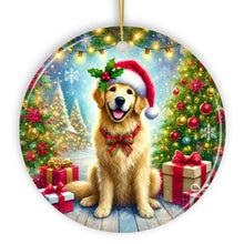 Carregar imagem no visualizador da galeria, Majestic Golden Retriever with Santa Hat Ornament, Delightful Christmas Gift and Decor
