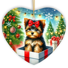 Carregar imagem no visualizador da galeria, Precious Yorkshire Terrier Christmas Gift Ornament, Sweet Holiday Scene Decor
