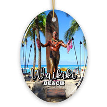 Carregar imagem no visualizador da galeria, Waikiki Beach Hawaiian Paradise Ornament, Pacific Island Cultural Christmas Gift and Souvenir
