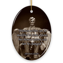 Carregar imagem no visualizador da galeria, Abraham Lincoln’s Wisdom on Humanity Ceramic Ornament, Profound Quote Keepsake

