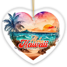 Carregar imagem no visualizador da galeria, Aloha Hawaii Tropical Watercolor Beach Ornament, Nature Paradise Christmas Gift
