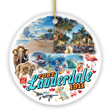 Load image into Gallery viewer, Artistic Fort Lauderdale Watercolor Ornament, Tropical Florida Vacation Beaches and Nature Souvenir
