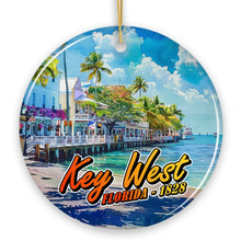 Carregar imagem no visualizador da galeria, Artistic Key West Ceramic Ornament, Tropical Florida Vacation and Beach Paradise Christmas Souvenir
