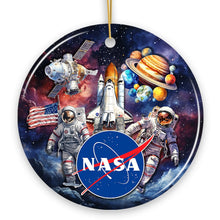 Carregar imagem no visualizador da galeria, Artistic NASA Handcrafted Christmas Ornament, Astronaut in Outer Space with the Planets

