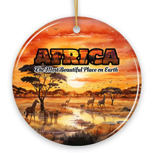 Load image into Gallery viewer, Artistic Natural Beauty of African Landscapes and Wildlife with Quotes Ornament, Christmas Gift or Travel Souvenir, Safari, Serengeti and Mount Kilimanjaro
