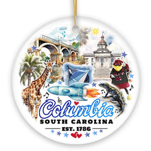 Carregar imagem no visualizador da galeria, Artistic Souvenir of Columbia City Landmarks and Icons Ceramic Ornament, the Heart of South Carolina
