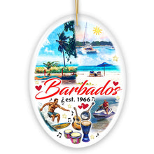 Carregar imagem no visualizador da galeria, Artistic Tropical Barbados Landmarks and Beaches Ornament, Travel Caribbean Paradise Christmas Souvenir
