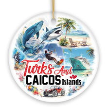 Carregar imagem no visualizador da galeria, Artistic Turks and Caicos Islands Beach Paradise Ornament, Unique Tropical British Overseas Territories Vacation Souvenir
