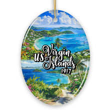 Carregar imagem no visualizador da galeria, Artistic US Virgin Islands Ornament, Tropical Beach Paradise in Atlantic Ocean Christmas Souvenir
