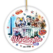 Carregar imagem no visualizador da galeria, Artistic Washington DC Ceramic Ornament, Landmarks of the Nation’s Capital, White House Travel Souvenir
