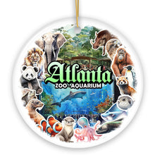 Carregar imagem no visualizador da galeria, Atlanta Georgia Aquarium and Zoo Watercolor Art Ornament, City Souvenir Gift with Animals and Sea Creatures
