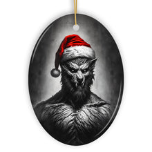 Carregar imagem no visualizador da galeria, Beastly Werewolf with Santa Hat Ornament, Frightening Holiday Keepsake for Spooky Tree
