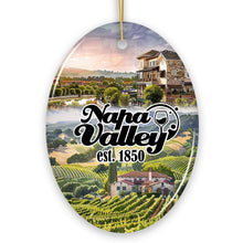 Carregar imagem no visualizador da galeria, Beautiful Napa Valley Ceramic Ornament, California&#39;s World Class Vineyards and Wineries Christmas Gift
