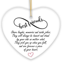 Carregar imagem no visualizador da galeria, Best Friends are Forever a Piece of Your Heart Quote Christmas Ornament, Sentimental Friendship Gift
