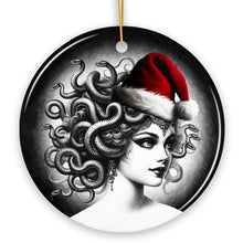 Carregar imagem no visualizador da galeria, Bewitching Medusa with Santa Hat Ornament, Alluring Christmas Decoration for Halloween Tree Keepsake
