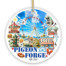 Cargar imagen en el visor de la galería, Charming Pigeon Forge Tennessee Artistic Handmade Ornament, Souvenir and Gatlinburg Christmas Decoration

