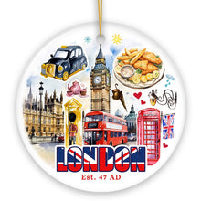 Load image into Gallery viewer, Classic London Artwork City Full of Landmarks Ornament, Vintage Souvenir of England
