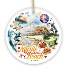 Cargar imagen en el visor de la galería, Classic Myrtle Beach Artistic Handcrafted Christmas Ornament, South Carolina Souvenir and Keepsake Decor
