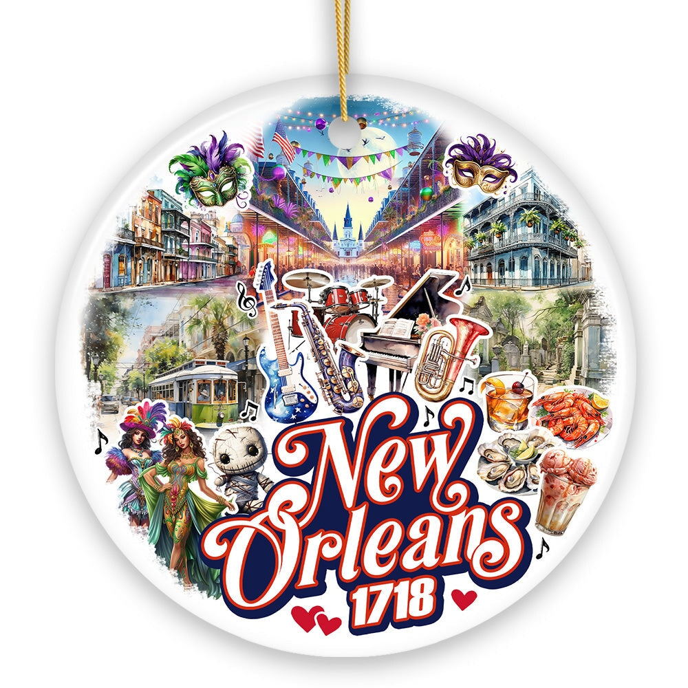 Classically Festive New Orleans Handcrafted Ornament, Mardi Gras Souvenir and Louisiana Christmas Gift