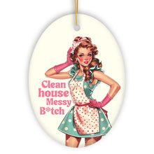 Cargar imagen en el visor de la galería, Clean House Messy Bitch Ceramic Ornament, Bold and Playful Vintage Kitchen Keepsake

