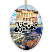 Load image into Gallery viewer, Culturally Vibrant Branson City Ceramic Ornament, Missouri Souvenir and Christmas Tree Decor
