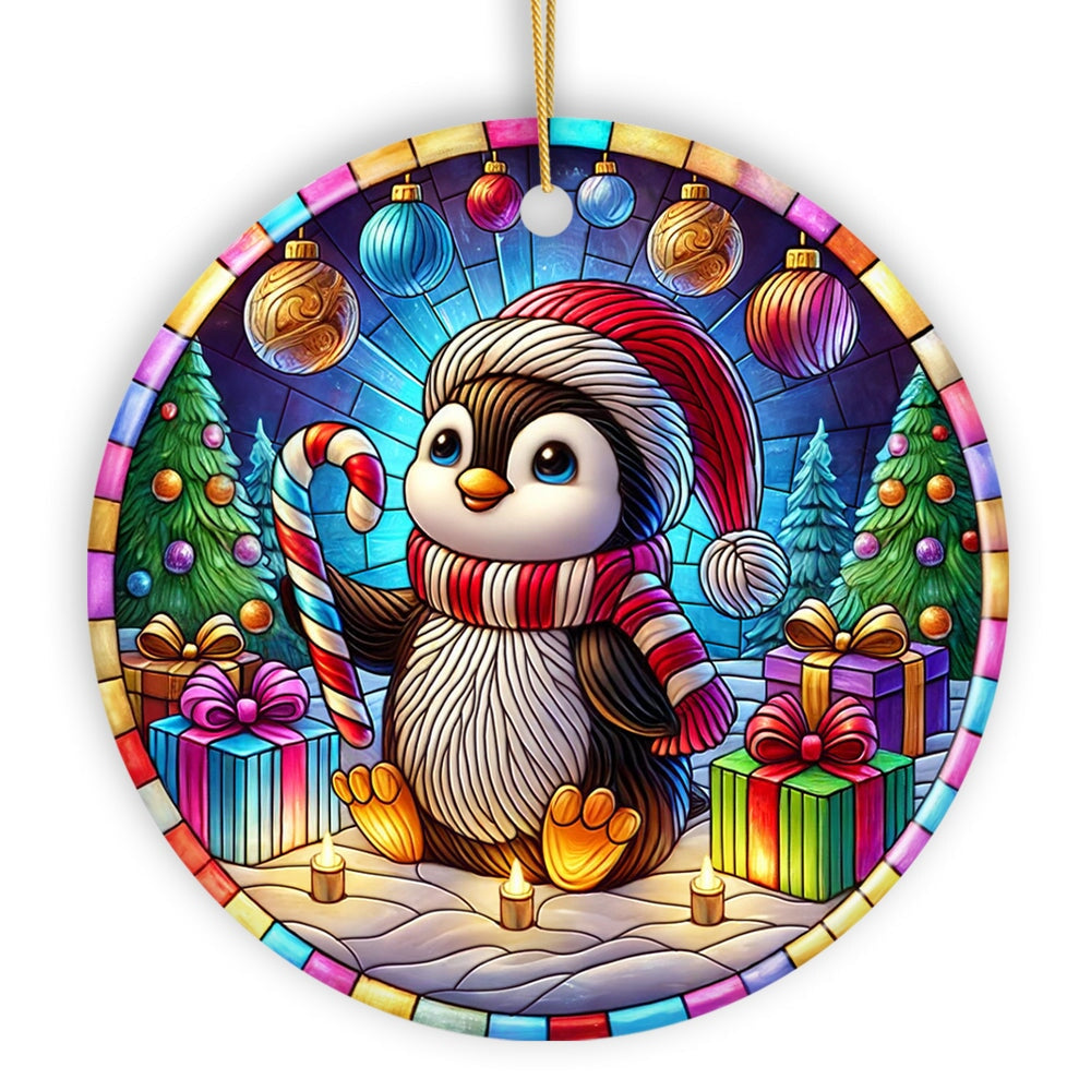 Cute Penguin in Winter Wonderland Ornament, Colorful Holiday Keepsake for Christmas Tree