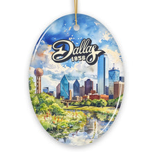 Load image into Gallery viewer, Dallas City Artistic Ceramic Ornament, Texas Souvenir and Christmas Decoration Keepsake
