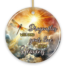 Load image into Gallery viewer, Dragonflies to the Heavens Quote Ornament, Heavenly Christmas Memorial Gift
