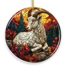 Load image into Gallery viewer, Elegant Goat Stained Glass Theme Ceramic Ornament, Billy Buck and Doe Mountain Animal Decor
