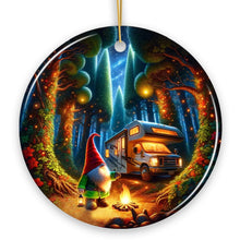 Load image into Gallery viewer, Enchanted Camper Gnome Forest Haven Ornament, Magical Twilight Christmas Ornament
