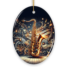 Load image into Gallery viewer, Enchanting Melodic of an Elegant Saxophone Ceramic Ornament, Saxophonist Musician Gift
