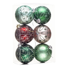 Load image into Gallery viewer, Enchanting Subtle Nature Ornament Bundle, Set of 6 Pine Green, Light Green, Mint Green, Pink and Matte Red Baubles
