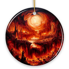 Cargar imagen en el visor de la galería, Fiery Hellscape Dante&#39;s Inferno Ceramic Ornament, Painting Halloween Gift And Decor
