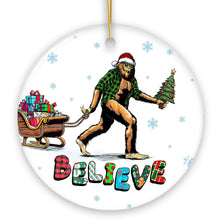 Load image into Gallery viewer, Funny Big Foot Believe Christmas Ornament, Sasquatch Humor Holiday Decor
