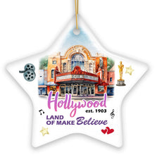 Carregar imagem no visualizador da galeria, Hollywood the Land of Make Believe Artwork Ceramic Ornament, A Thespian’s Dream of Being Famous, California Gift
